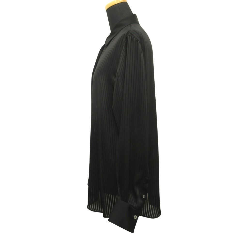 美品 Col Pierrot コルピエロ 23aw Stripe Sheer Shirt ストライプ シアー シャツ ブラウス カットソー シースルー 黒 ブラック レディース 古着 中古 USED 美品 Col Pierrot コルピエロ 23aw Stripe Sheer Shirt ストライプ