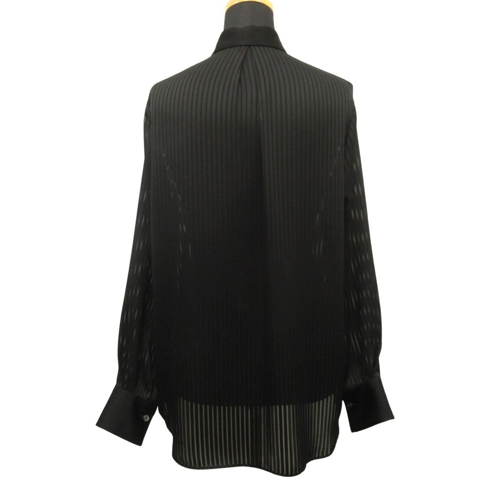 美品 Col Pierrot コルピエロ 23aw Stripe Sheer Shirt ストライプ シアー シャツ ブラウス カットソー シースルー 黒 ブラック レディース 古着 中古 USED 美品 Col Pierrot コルピエロ 23aw Stripe Sheer Shirt ストライプ