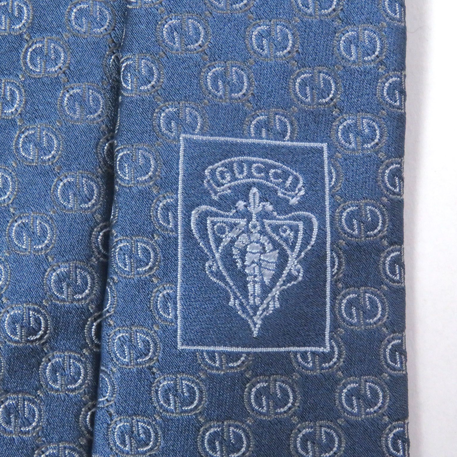 未使用品□GUCCI グッチ シルク100% GGロゴ総柄 クレスト ワイドタイ