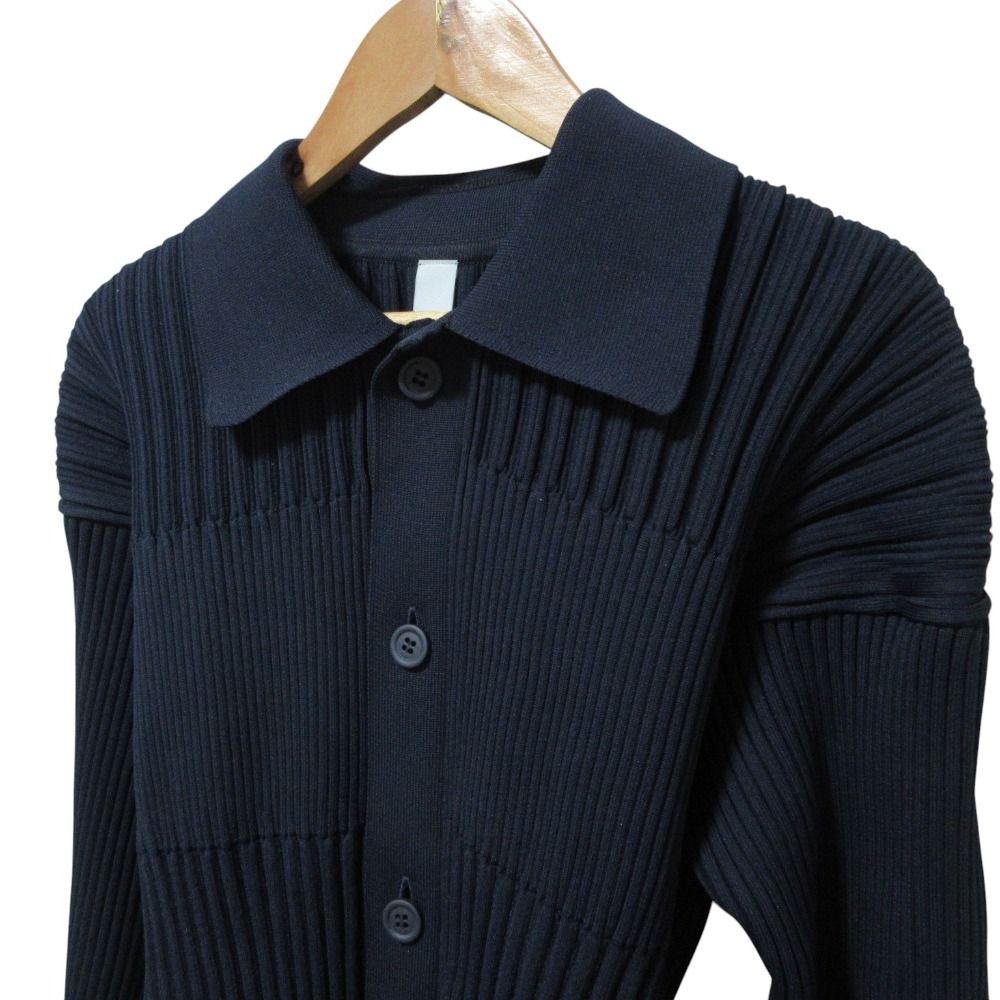 美品 CFCL シーエフシーエル FLUTED CROPPED SHIRT CARDIGAN ニット カーディガン CF006KE013 サイズ3 ネイビー レディース 古着 中古 USED FLUTED CROPPED SHIRT CARDIGAN