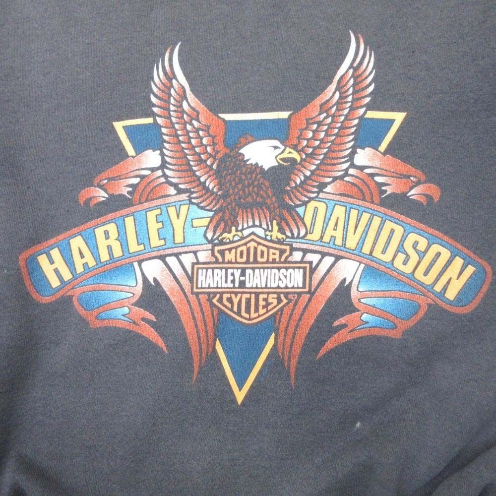 良品 HARLEY DAVIDSON ハーレーダビッドソン 90s イーグルプリント ロゴ スウェット トレーナー ヴィンテージ M チャコール グレー メンズ 古着 中古 USED 良品 HARLEY DAVIDSON ハーレーダビッドソン 90s イーグルプリント