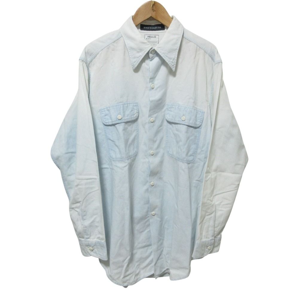 良品 MADISONBLUE マディソンブルー HAMPTON CHAMBRAY SHIRT 長袖 オーバーサイズシャツ MB999-5708 01 ライトブルー レディース 古着 中古 USED HAMPTON CHAMBRAY SHIRT(OW) | 旧アイテムカテゴリ,SHIRT/BLOUSE
