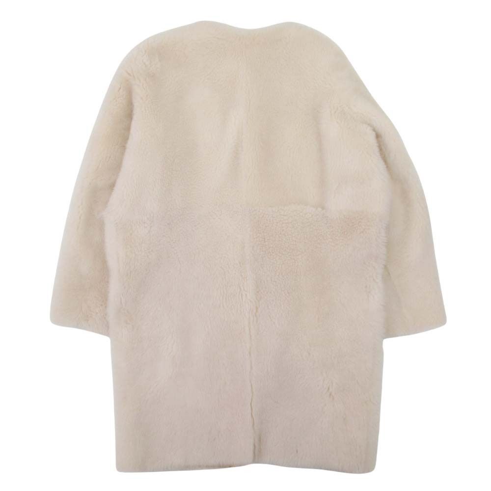 美品 KARL DONOGHUE カールドノヒュー ムートンコート 羊革 ノーカラーコート ボア ジャケット アウター XS アイボリー レディース 古着 中古 USED 美品 KARL DONOGHUE カールドノヒュー ムートンコート 羊革 ノーカラー