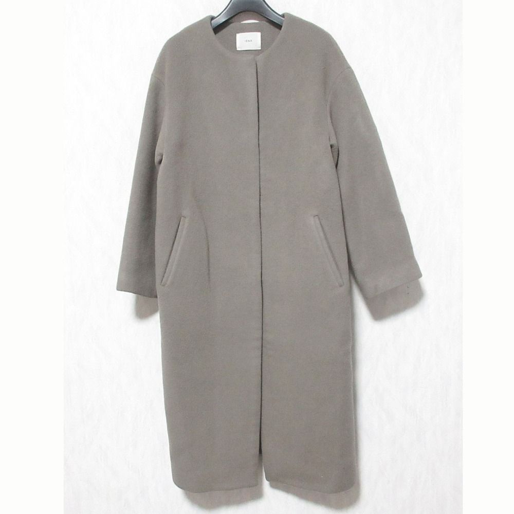 IENA ラムウールノーカラーコート 34 グレー イエナ 良品 IENA イエナ 