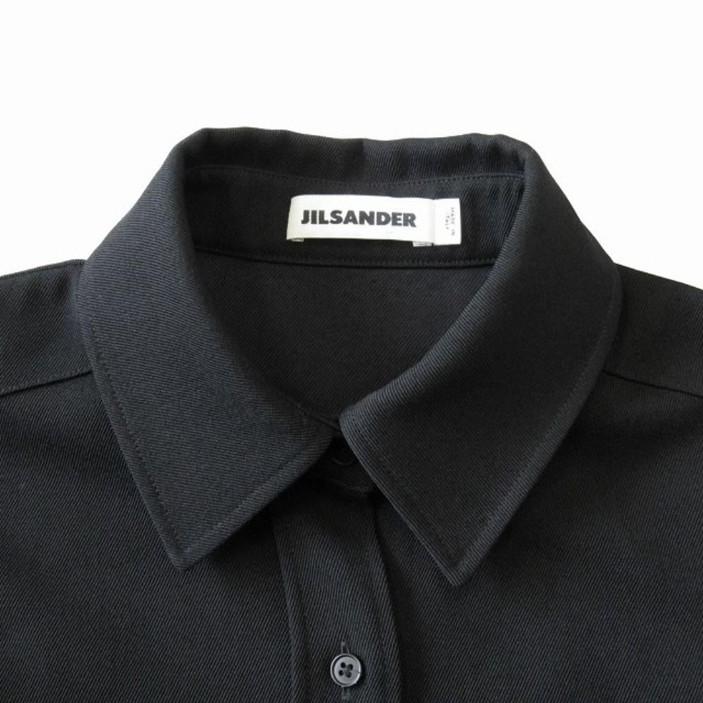 美品 JIL SANDER ジルサンダー ウールギャバ シャツ ジャケット ブルゾン オーバーサイズ アーカイブ サイズ32 黒 ブラック レディース 古着 中古 USED 美品 JIL SANDER ジルサンダー ウールギャバ シャツ ジャケット