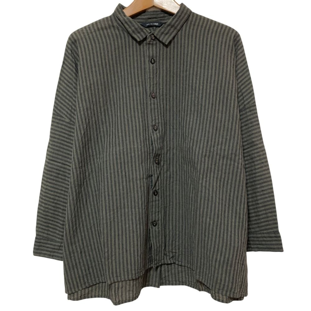 美品 pas de calais パドカレ リネンブレンド ロングスリーブ