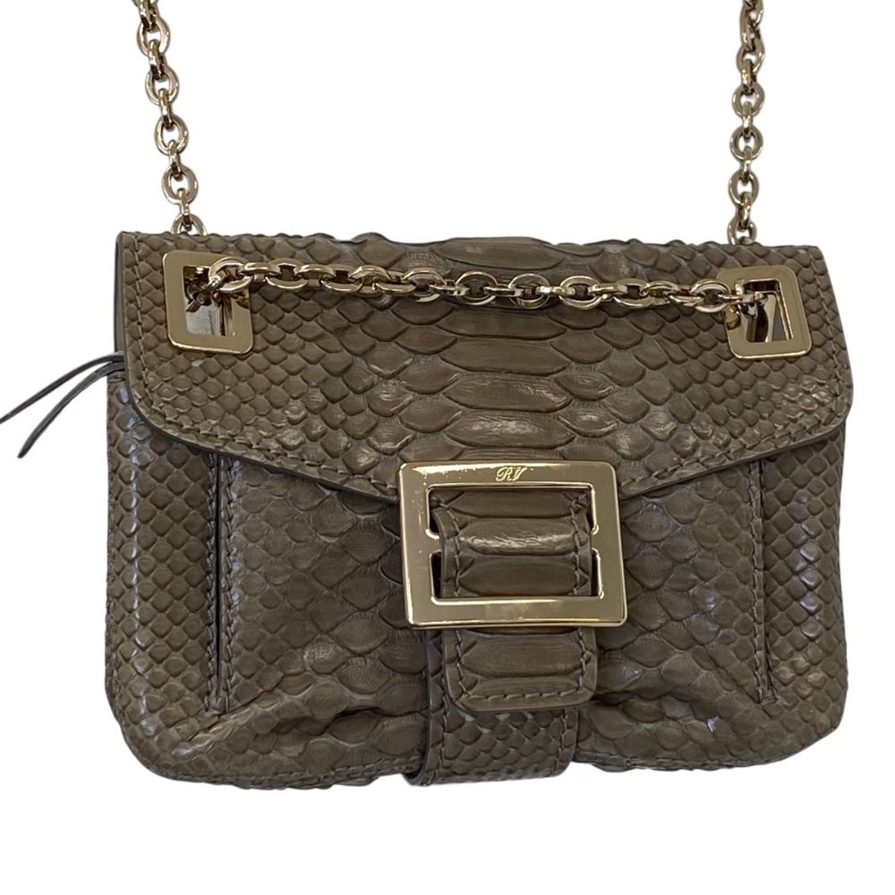 美品 Roger Vivier ロジェヴィヴィエ パイソンレザー チェーン 