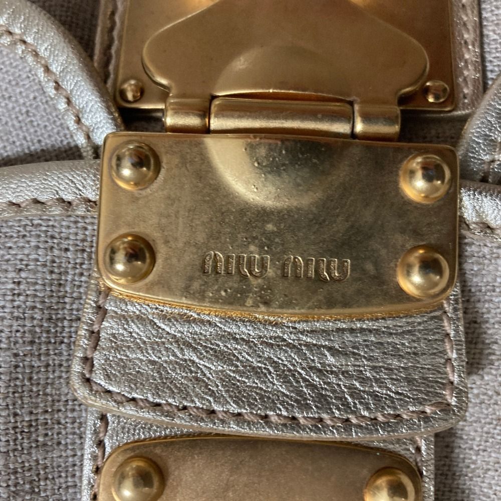 良品 miu miu ミュウミュウ キャンバス マテラッセ ショルダーバッグ グレージュ レディース 古着 中古 USED 良品 miu miu ミュウミュウ キャンバス マテラッセ ショルダーバッグ