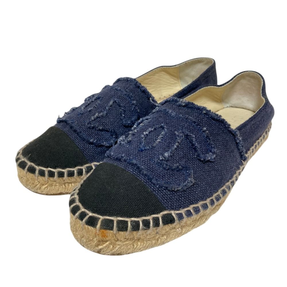 美品 CHANEL シャネル 14C ココマーク エスパドリーユシューズ G29762 