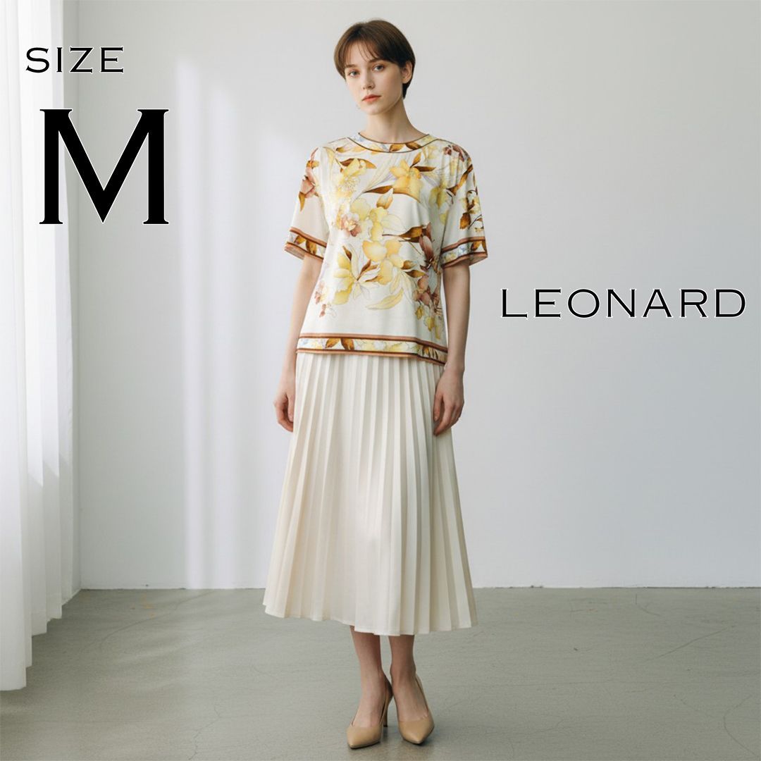 LEONARDレオナール 日本製 00s コットン製 フラワープリント×トリム 