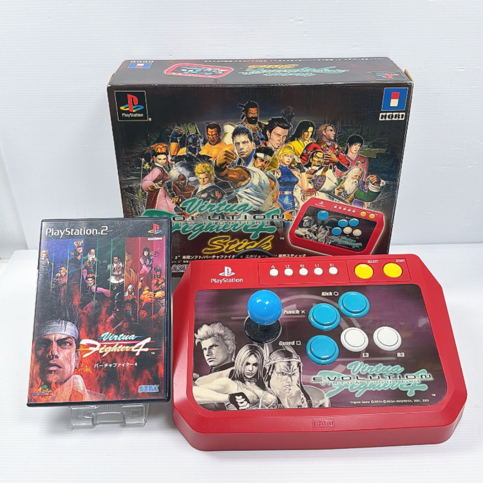 美品 プレステ2 PS2 バーチャファイター4 エボリューション 専用スティック シグナルレッド ソフト付き 動作確認済み Virtua Fighter 4 Evolution ホリ HORI プレイステーション2 PlayStation2 管理番号M1745