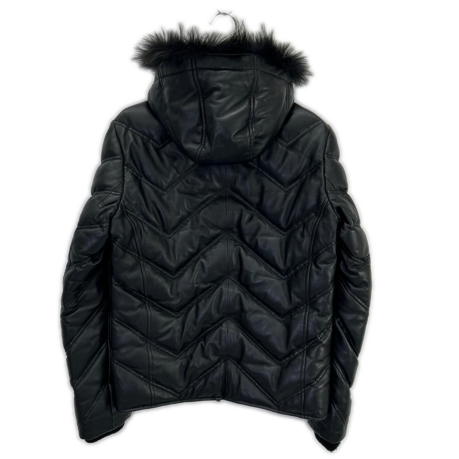PHILIPP PLEIN フィリッププレイン ﾌﾞﾗｯｸ ﾗﾑﾚｻﾞｰ ﾌｰﾃﾞｨ ﾀﾞｳﾝ