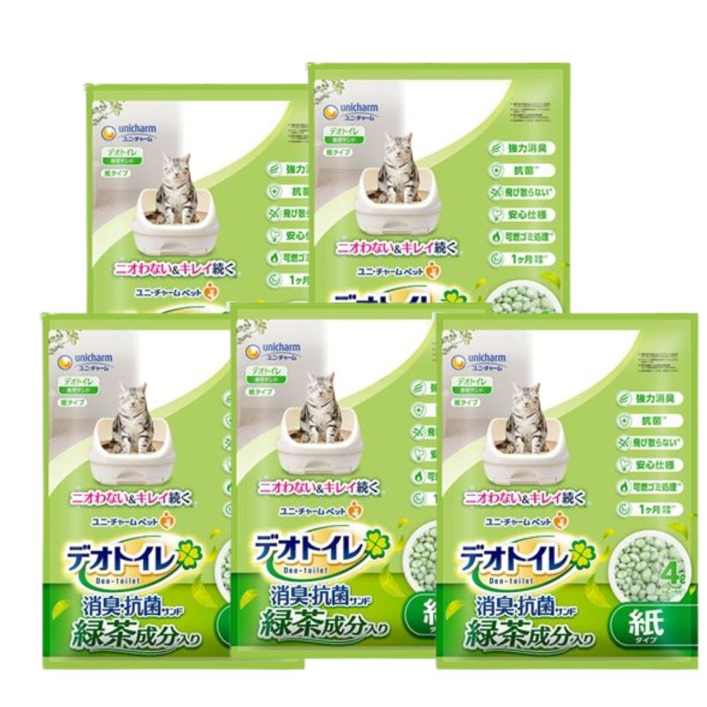 ユニ・チャーム デオトイレ 飛び散らない緑茶成分入り消臭サンド 4L 1パック【×5セット】 8,041円