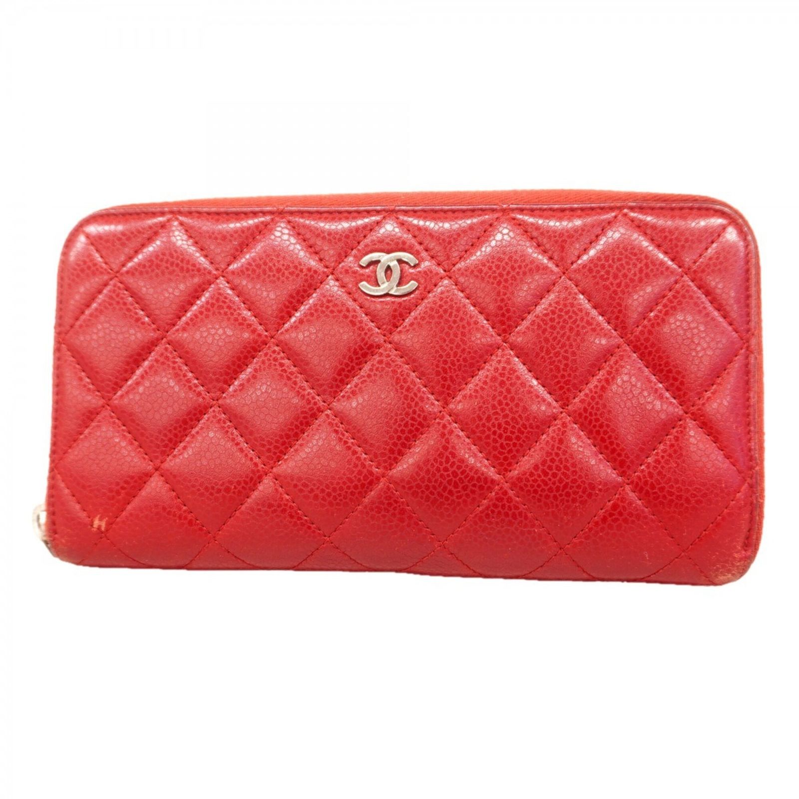 シャネル(Chanel) シャネル 長財布 マトラッセ キャビアスキン レッド 