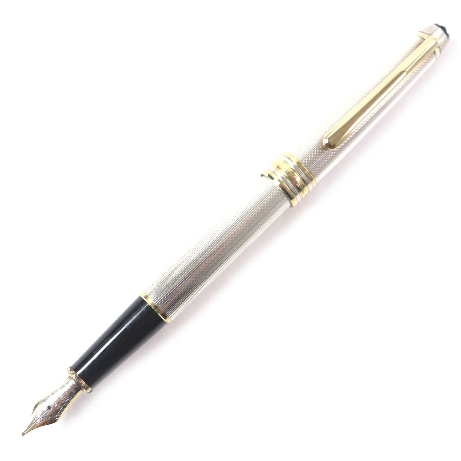 美品▼MONTBLANC モンブラン ＃1446 マイスターシュテュック クラシック ソリテール スターリングシルバー バーレイ ペン先18K SV925 Mニブ 万年筆 総重量28.8g 美品▽MONTBLANC モンブラン ＃1446 マイスターシュテュック