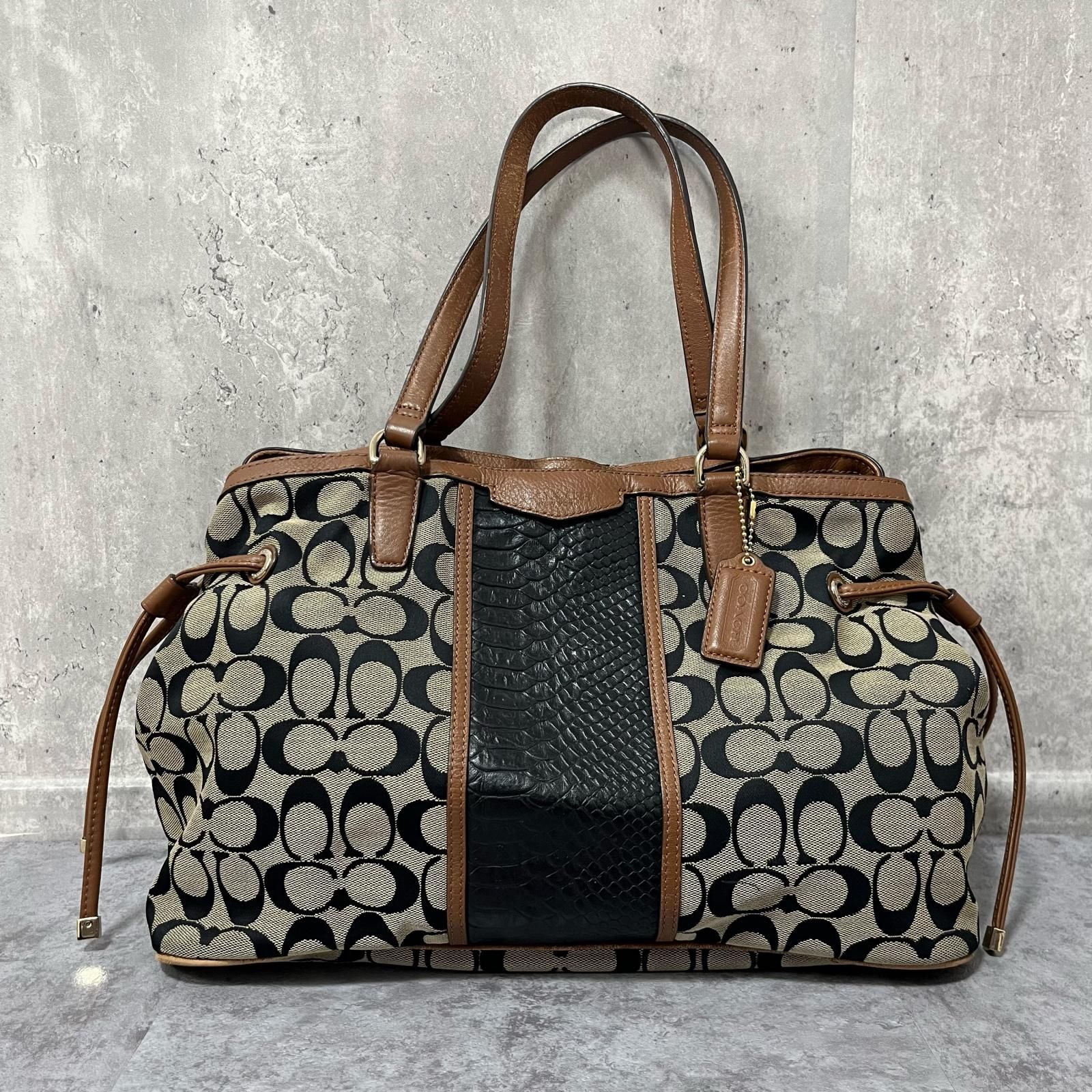 coach コーチ トートバッグ シグネチャー 大容量 ダークブラウン ロゴ 