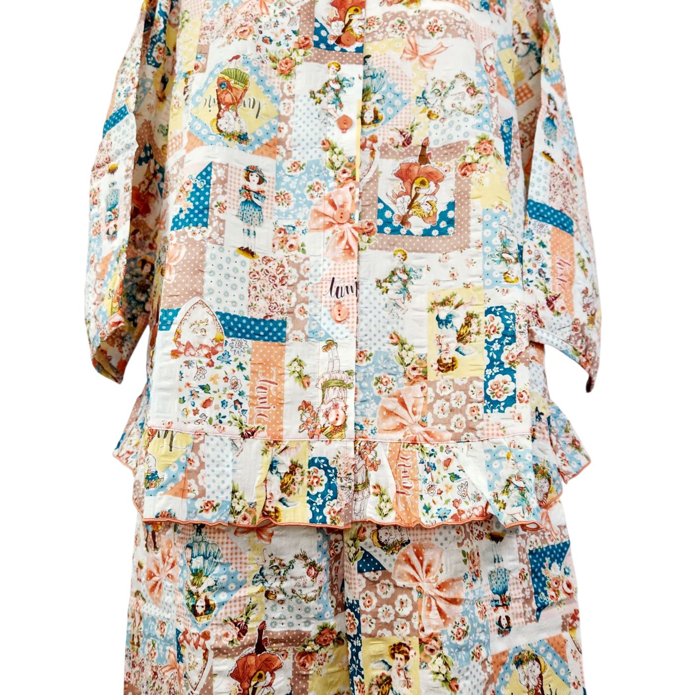 鴨居羊子パジャマ新品未使用‼️TUNIC 春夏 7分袖全開パジャマ ローン 