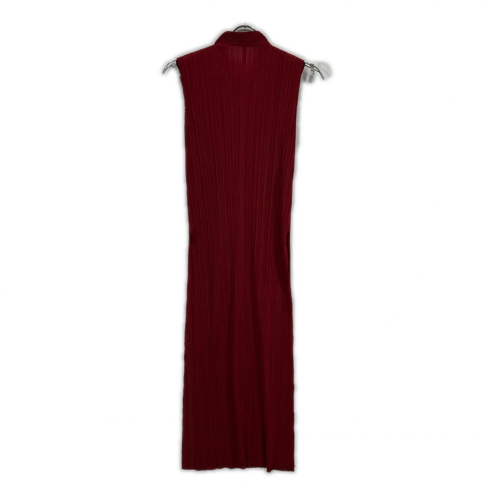 PLEATS PLEASE プリーツプリーズ ﾚｯﾄﾞ PP63-JH146 ﾉｰｽﾘｰﾌﾞ ﾌﾟﾘｰﾂ ﾄﾞﾚｽ