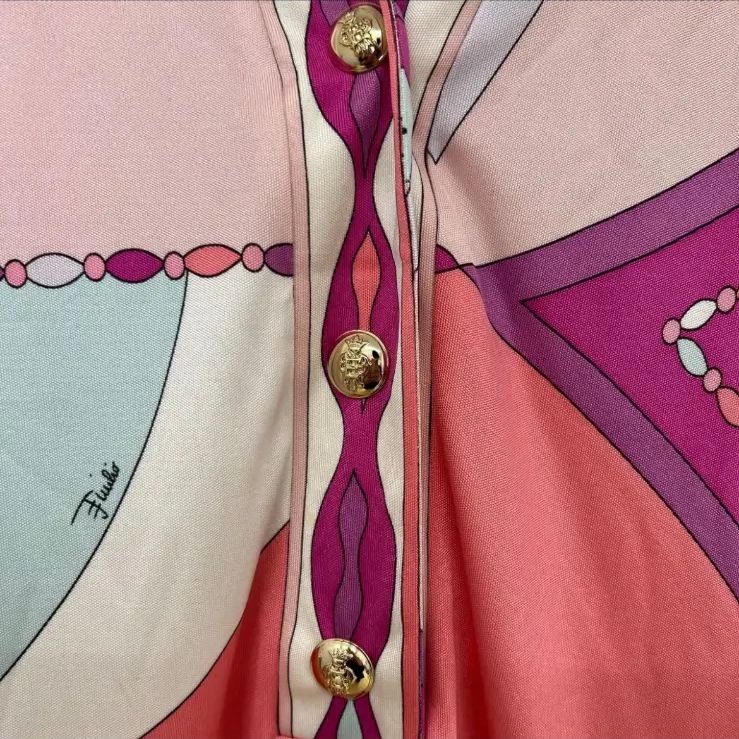 EMILIO PUCCI エミリオプッチ 総柄ワンピース 長袖 ピンク マルチ