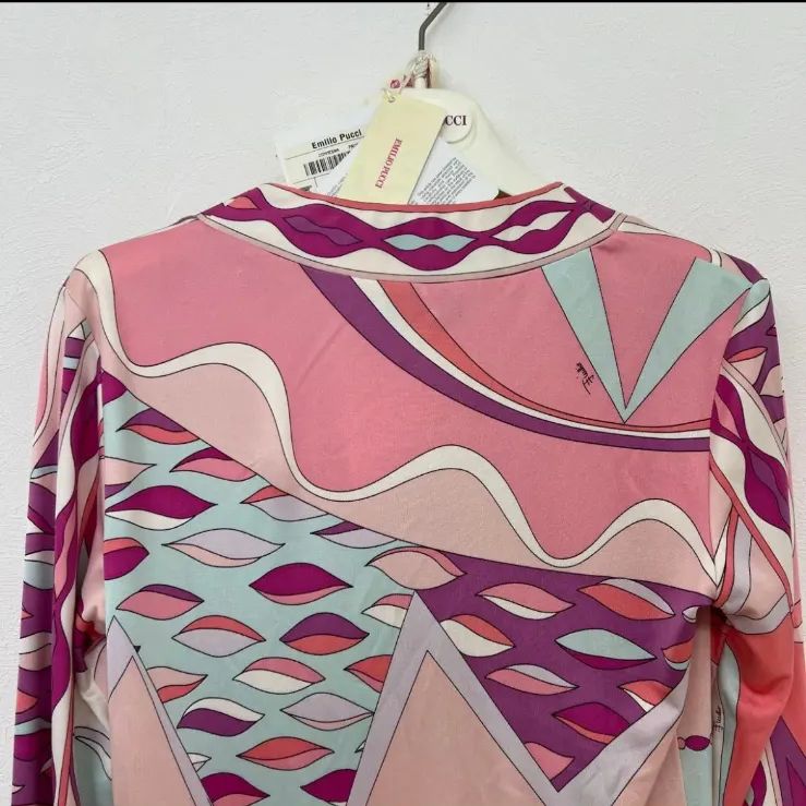 Emilio Pucci 総柄 長袖 ワンピース ピンク EMILIO PUCCI エミリオプッチ 総柄ワンピース 長袖 ピンク マルチ