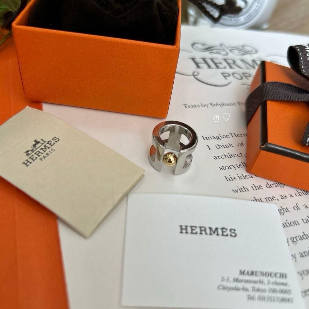 新品同様品　HERMESエルメス　スカーフリング　Hペルル　パール　25年購入 新品同様品 HERMESエルメス スカーフリング Hペルル パール 25年購入