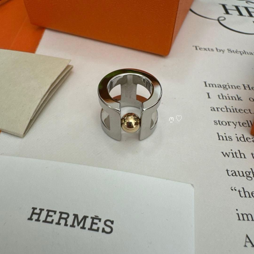 新品同様品　HERMESエルメス　スカーフリング　Hペルル　パール　25年購入 新品同様品 HERMESエルメス スカーフリング Hペルル パール 25年購入
