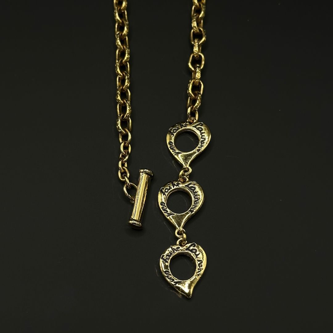美品】Saint Laurent YSL ロゴ ラインストーン ネックレス - メルカリ
