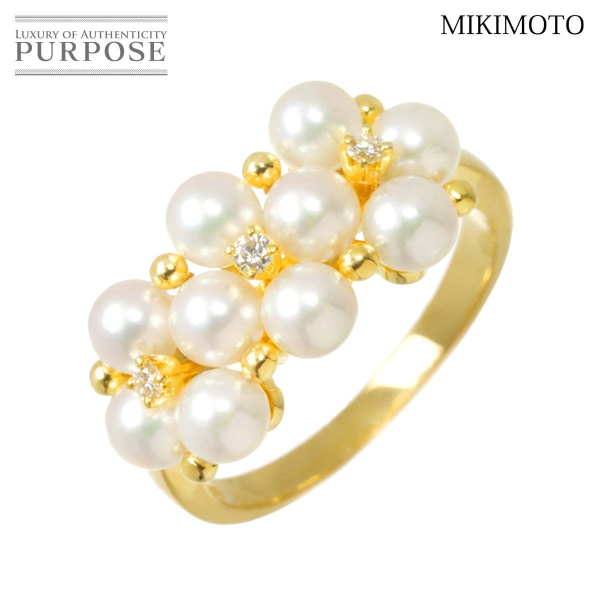 ミキモト MIKIMOTO 11.5号 リング ベビーパール 4.0mm ダイヤ K18 YG 