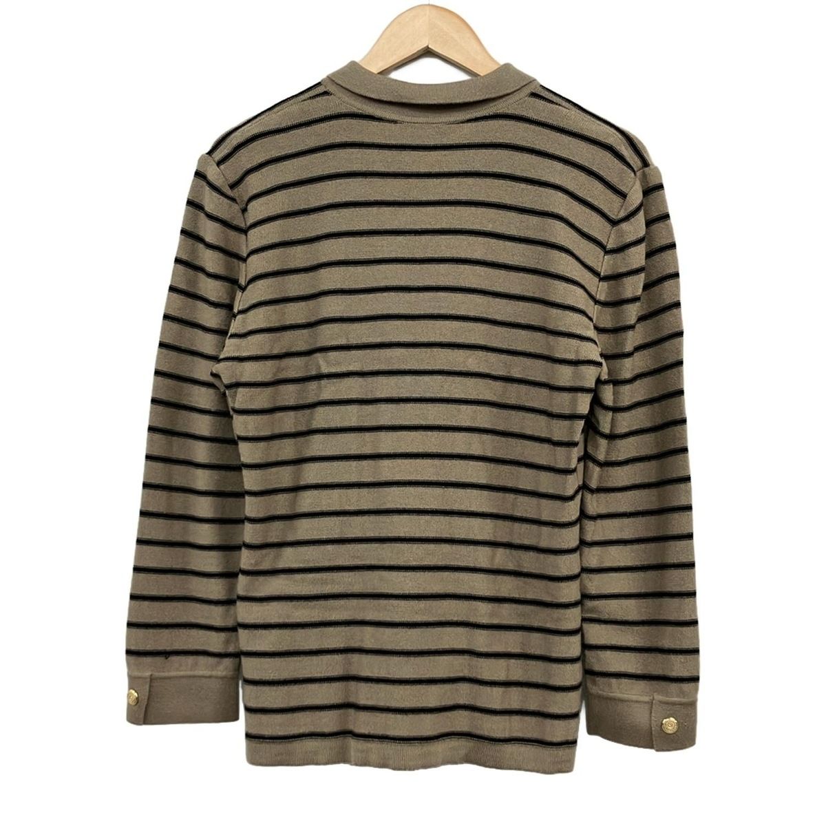 FOXEY(フォクシー) 長袖セーター サイズ42 L レディース - AWK9142 グレーベージュ×黒 ボーダー FOXEY - FOXEY(フォクシー) 長袖セーター サイズ42 L レディース