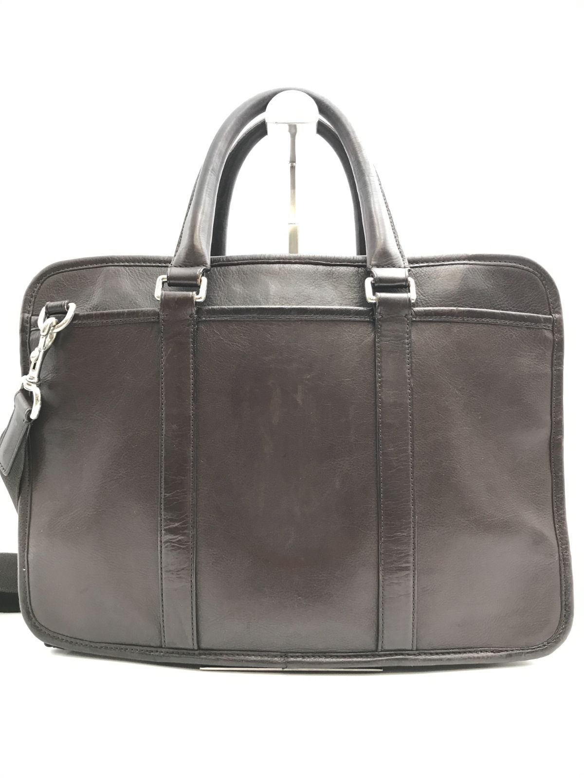 COACH コーチ ビジネスバッグ 2way レザー ダークブラウン系 1048
