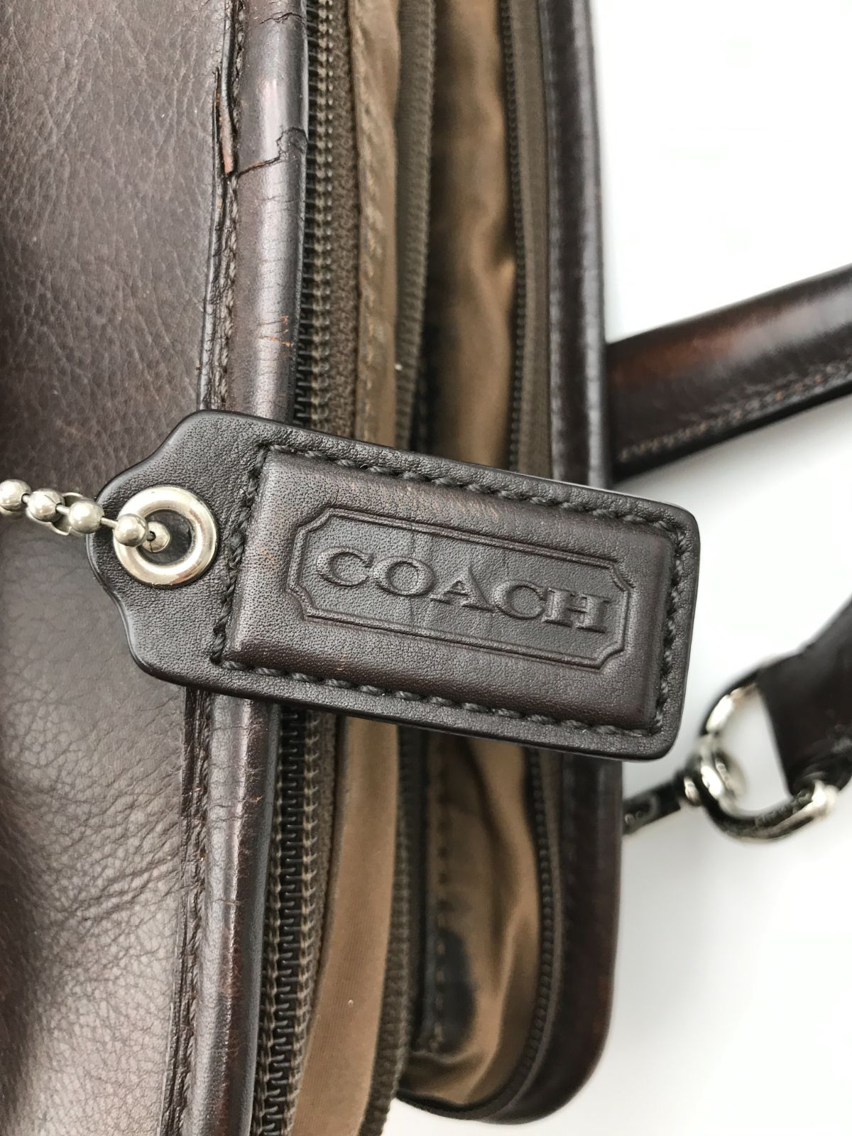 COACH コーチ ビジネスバッグ 2way レザー ダークブラウン系 1048