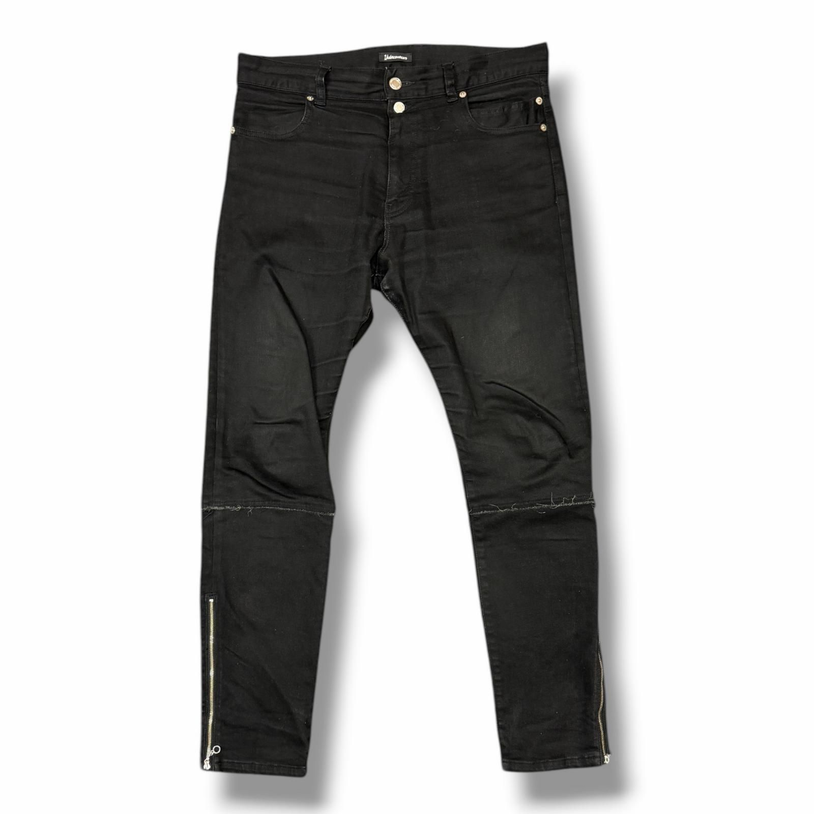 UNDERCOVER 21AW 裾ZIPストレッチスリムデニムパンツ ブラックデニム 