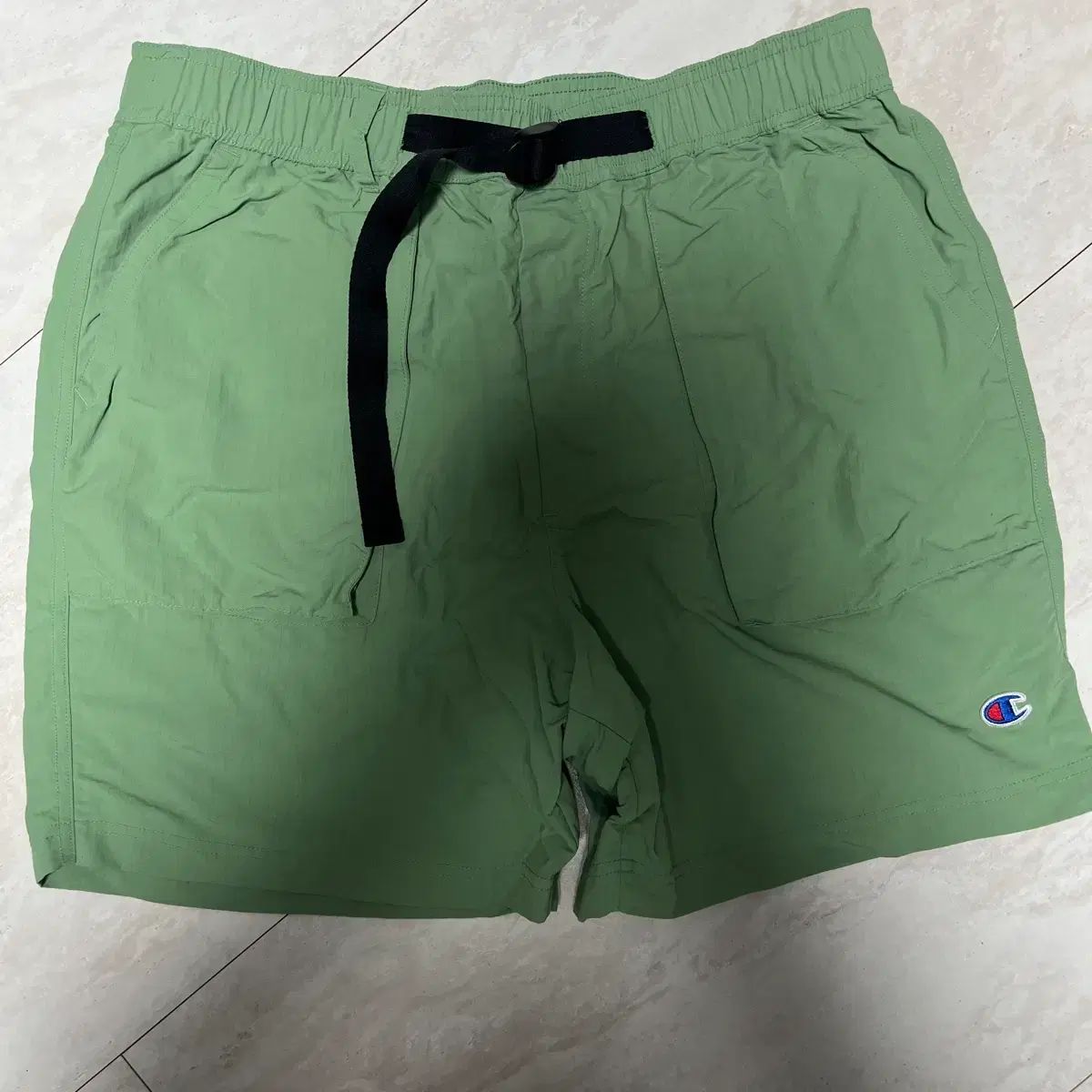 Champion リップストップ ロゴ ウーブン ベルト付き ハーフパンツ M