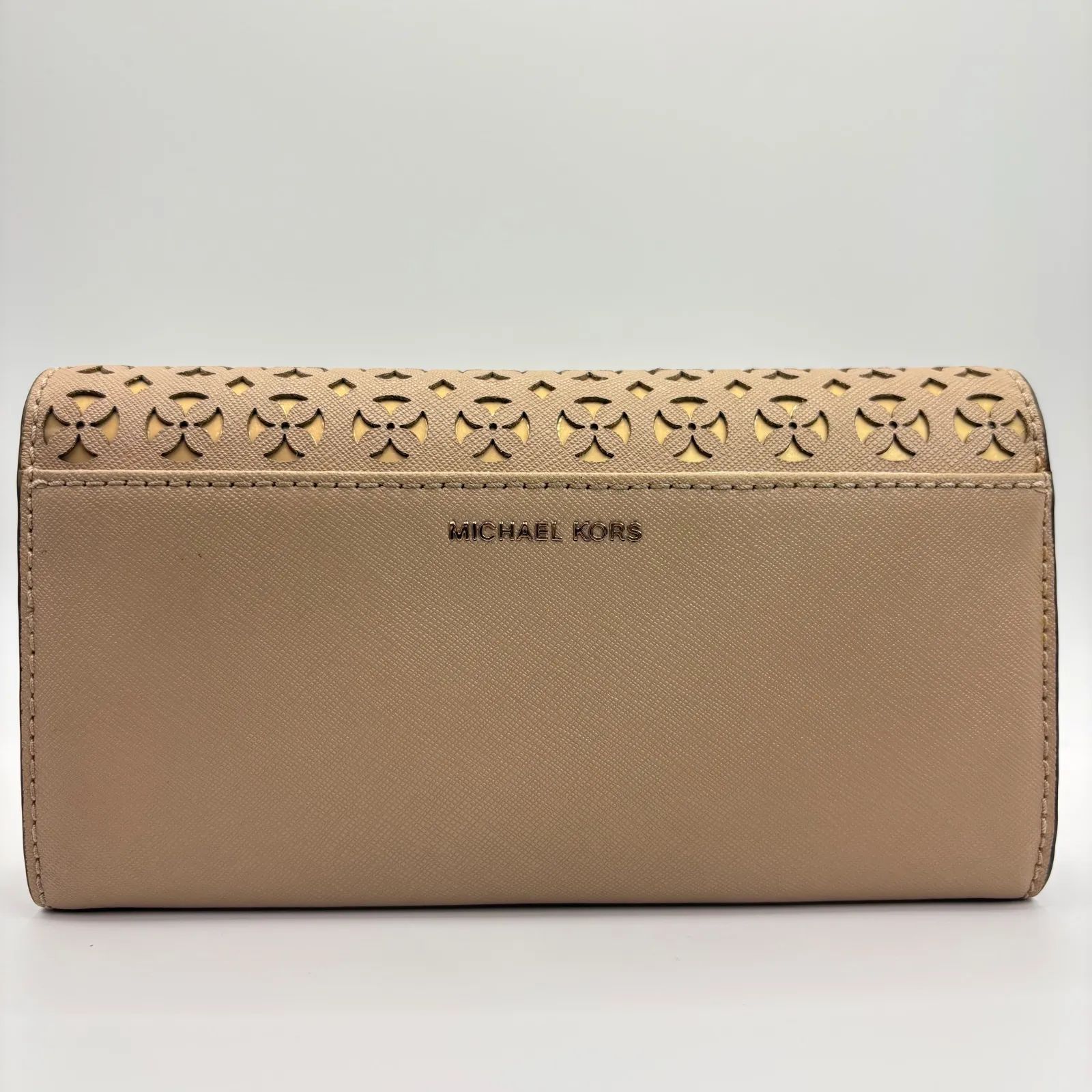 MICHAEL KORS マイケルコース 長財布 ベージュ フラワーモチーフ 