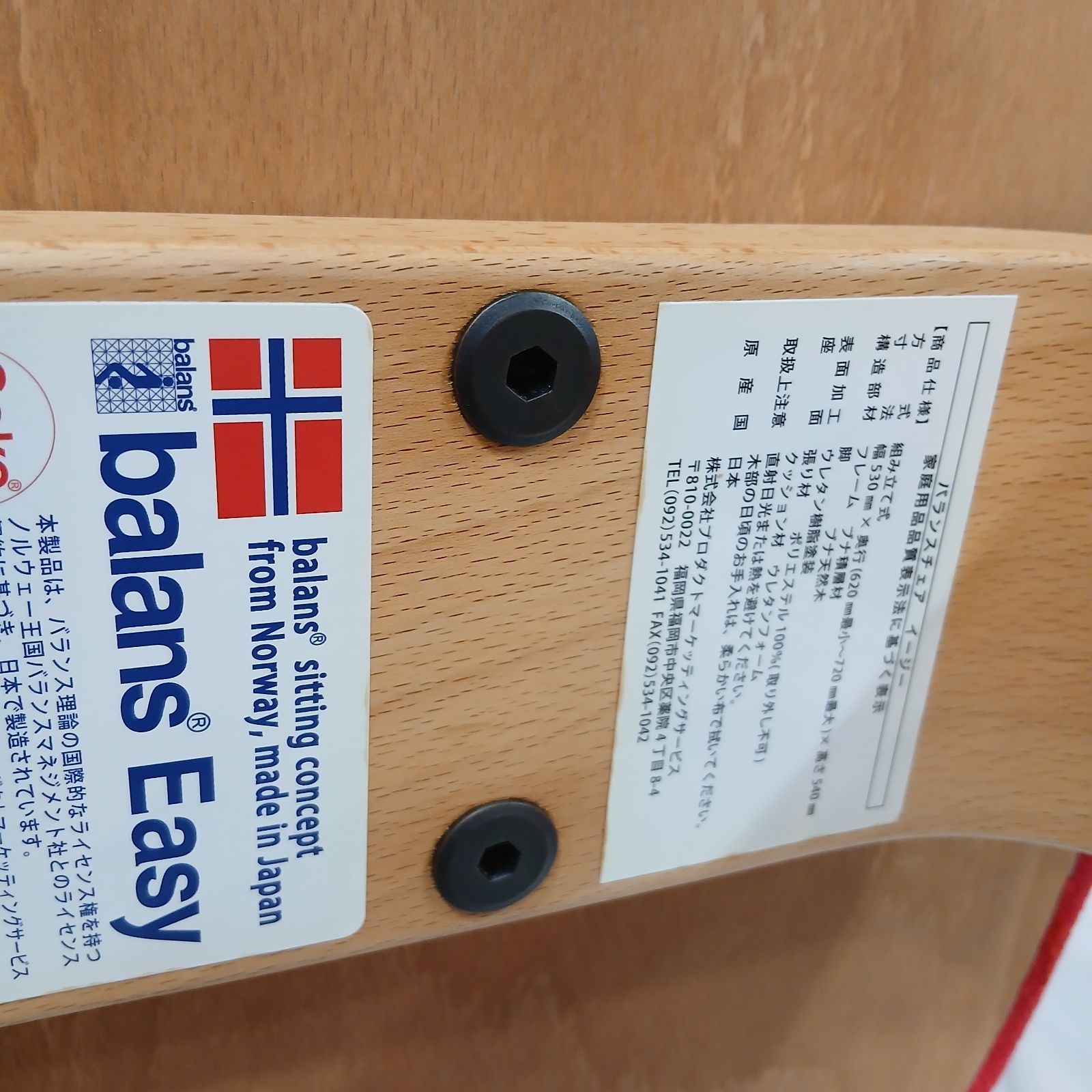 サカモトハウス製】バランスチェア イージー レッド バランスラボ 姿勢 