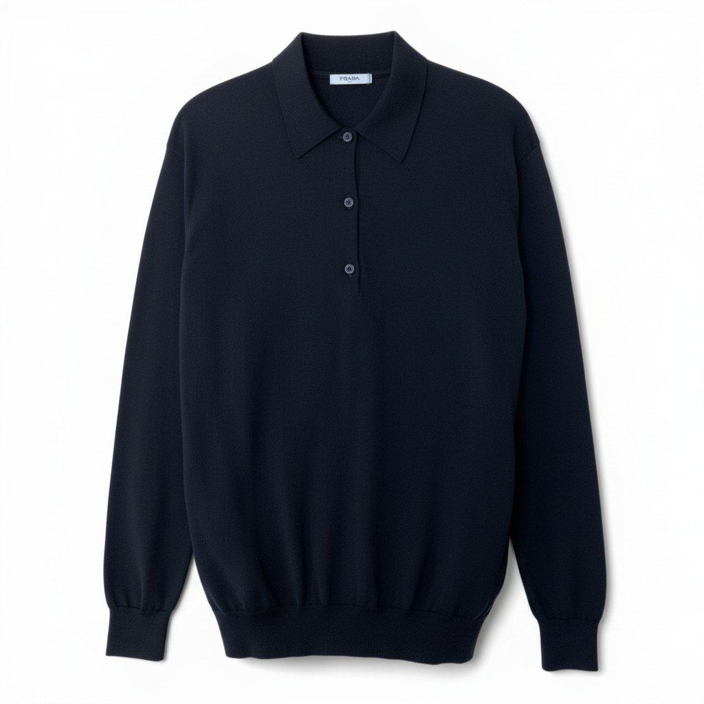 40d10 PRADA プラダ ニットポロシャツ ロングスリーブニットセーター 