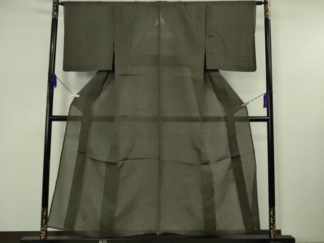 平和屋着物＊極上　夏物　本場小千谷ちぢみ　麻　縞　檳榔子染色地　逸品　DZAB5653kh6 平和屋着物＊極上 夏物 本場小千谷ちぢみ 麻 縞 檳榔子染色地 逸品