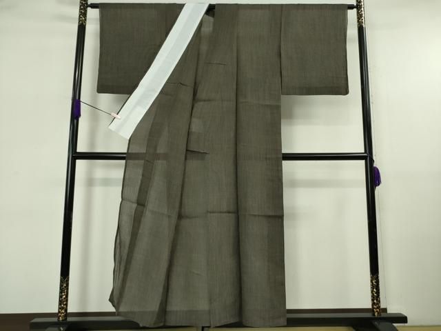 平和屋着物＊極上 夏物 本場小千谷ちぢみ 麻 縞 檳榔子染色地 逸品