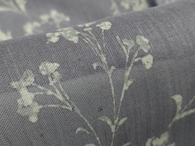 平和屋着物＊極上　夏物　絹芭蕉　小紋　草花文　紅掛空色地　逸品　未使用　DZAB5685kh6 平和屋着物＊極上 夏物 絹芭蕉 小紋 草花文 紅掛空色地 逸品 未使用