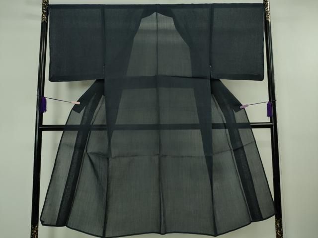 平和屋着物＊極上　夏物　男性　本場小千谷ちぢみ　麻　色無地　留紺色　逸品　未使用　DZAB5686kh6