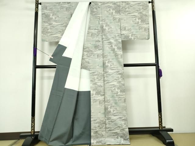 平和屋着物●極上　都喜ヱ門　本場大島紬　白大島　7マルキ　遊楽叙景　藤絹織物謹製　証紙付き　逸品　未使用　DZAB5691kh6 平和屋着物○極上 都喜ヱ門 本場大島紬 白大島 7マルキ 遊楽叙景 藤絹