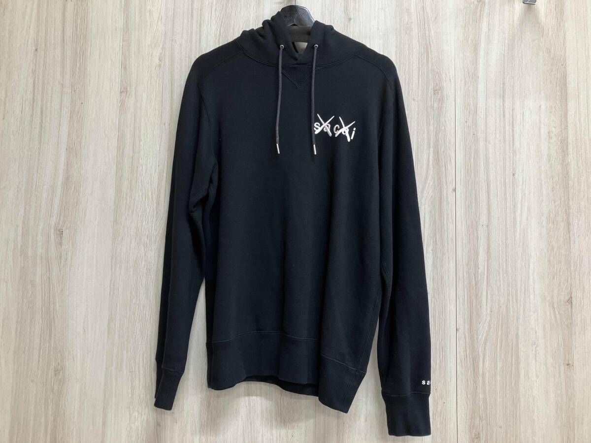 sacai サカイ パーカー 21SS kaws embroidery hoodie サイズ2 ブラック