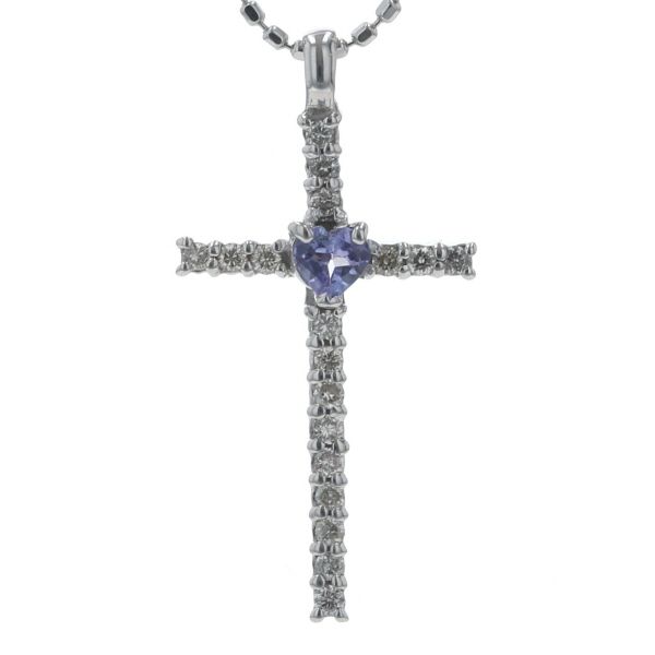 K18WG ホワイトゴールド ネックレス タンザナイト ダイヤモンド 0.12ct 