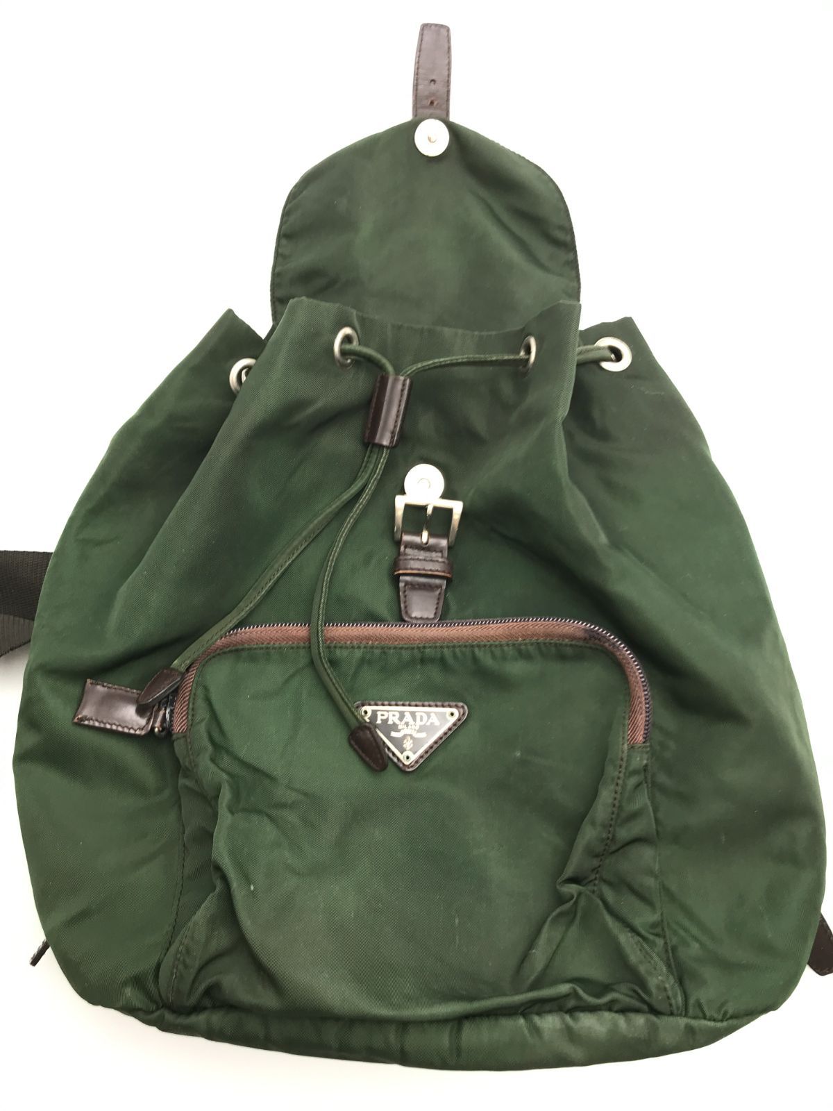 PRADA プラダ リュックサック テスートナイロン 三角ロゴ カーキ系