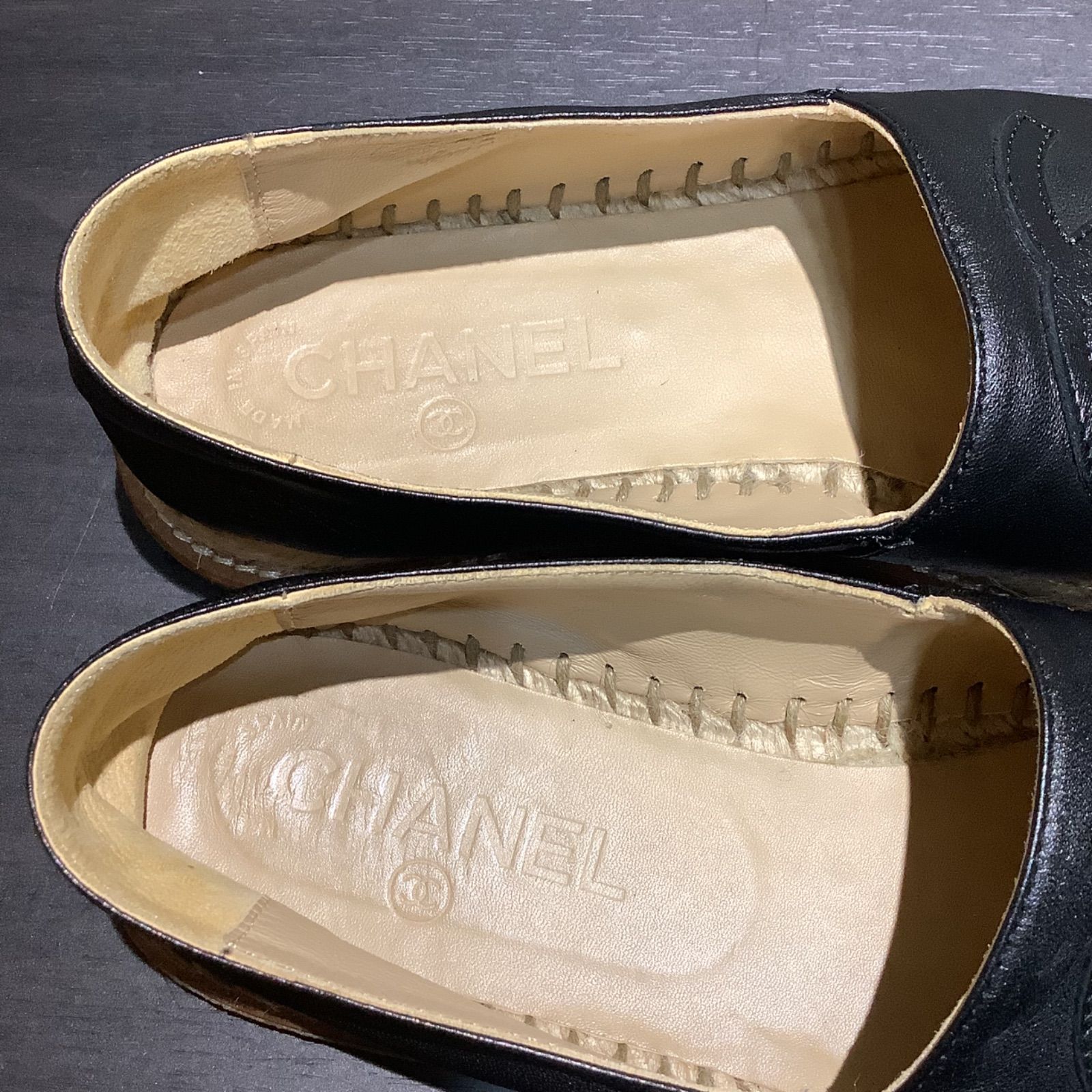 シャネル CHANEL ココマーク レザー エスパドリーユ スリッポン
