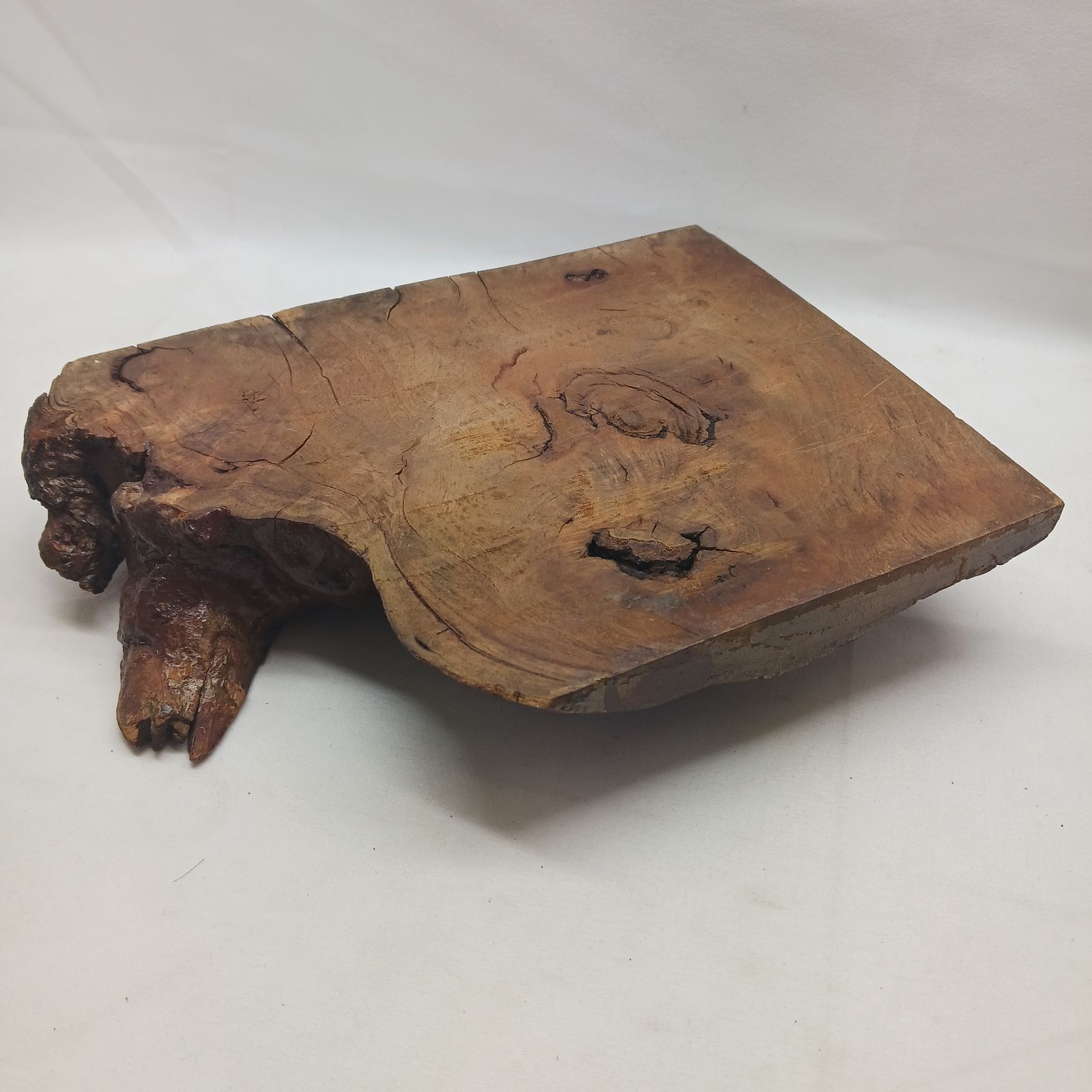 アンティーク品】天然木 一枚板 花台 飾り台 無垢材 23×17.5×5cm 