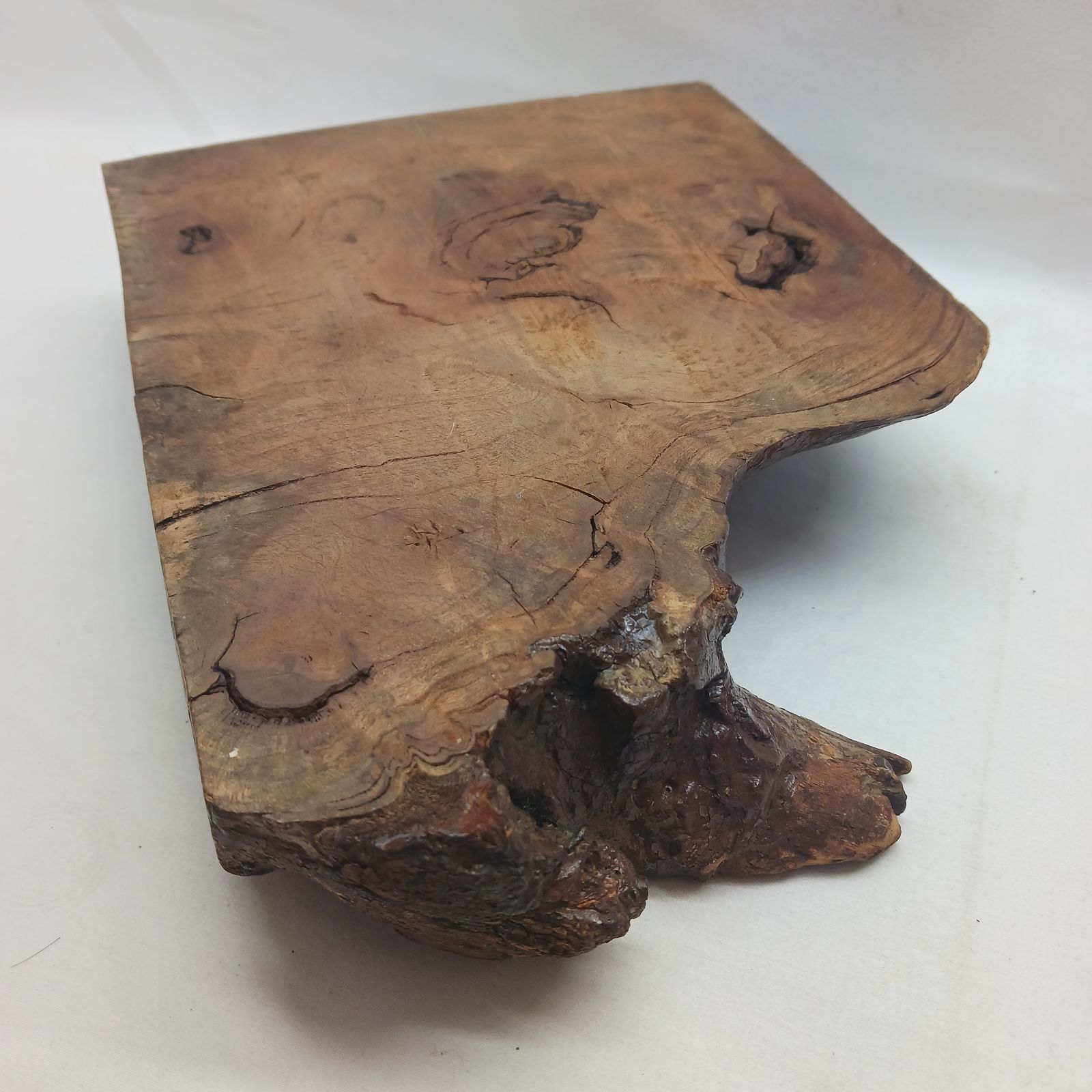 アンティーク品】天然木 一枚板 花台 飾り台 無垢材 23×17.5×5cm 