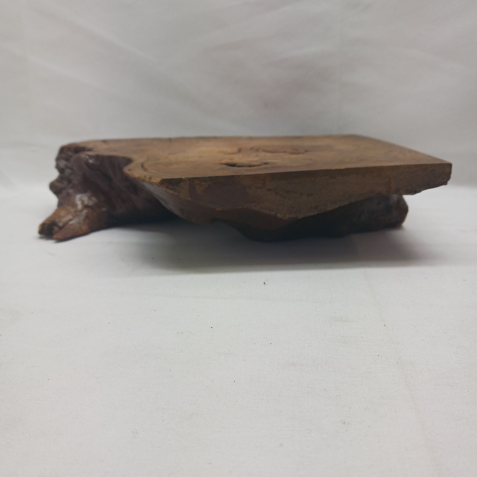 アンティーク品】天然木 一枚板 花台 飾り台 無垢材 23×17.5×5cm 