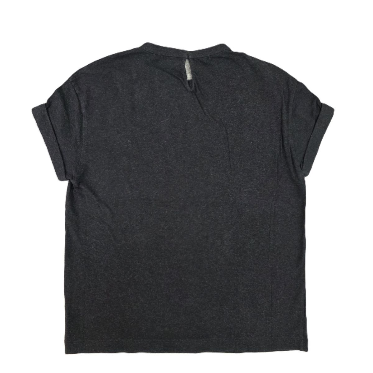 Brunello Cucinelli ブルネロクチネリ モニーレ 装飾 ゴールド刺繍 袖折り返し デザイン カットソー 半袖Ｔシャツ L コットン ポリウレタン グレー  レディース【中古】 Brunello Cucinelli ブルネロクチネリ モニーレ 装飾 ゴールド刺繍 袖
