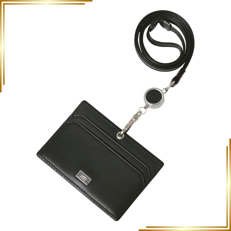 【新品】 [タケオキクチ] IDカードケース IDカードホルダー ネームホルダー パスケース 本革 レザー メンズ 729628 パナマ カードケース カード入れ 名札ホルダー 社員証 リール付き 牛革 イタリアンレザー 【01】 ブラック 0